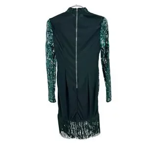 pretty little thing green fringe dress Green String Him Along Fringe Dress | XL | Asymmetrical Fringe Dress with Zipper Closure main image 1